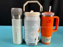 Lot of Water Bottles: Labeled as 4 - YETI, 3 - Stanley & 3 - Hydro Flask
