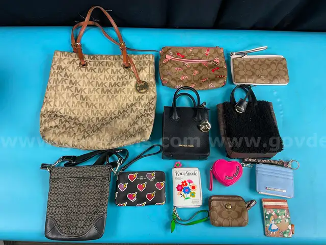 Lot of Fashion Bags, Clutches & Wallets Labeled: Steve Madden, Michael Kors, Coach, Juicy Couture & Kate Spade