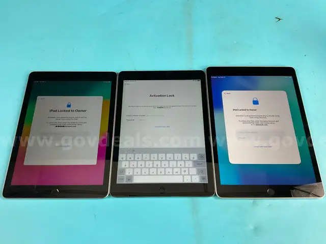 3 - Apple iPads (User Locked): 6th Gen Model A1893, Air A1474 16gb & 9th Gen A2602 64gb