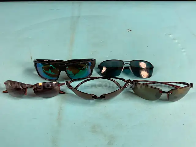 5 - Fashion Sunglasses, Labeled as 2 - Maui Jim & 3 - Costa