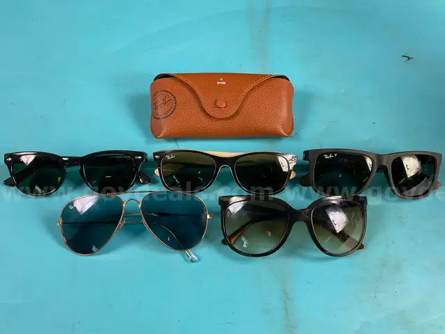 5 - Fashion Sunglasses, Labeled as Ray-Ban With 1 - Case