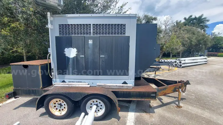 60KW DETROIT DIESEL GENERATOR, DUAL AXLE TRAILER MOUNTED,