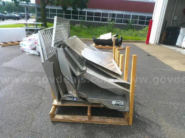 Used aluminum kennel parts from K-9 vehicle
