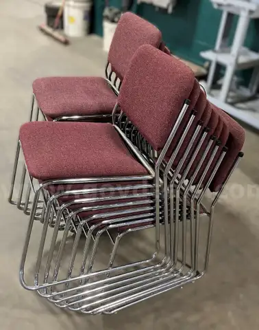 Metal Framed Red Upholstered Chairs
