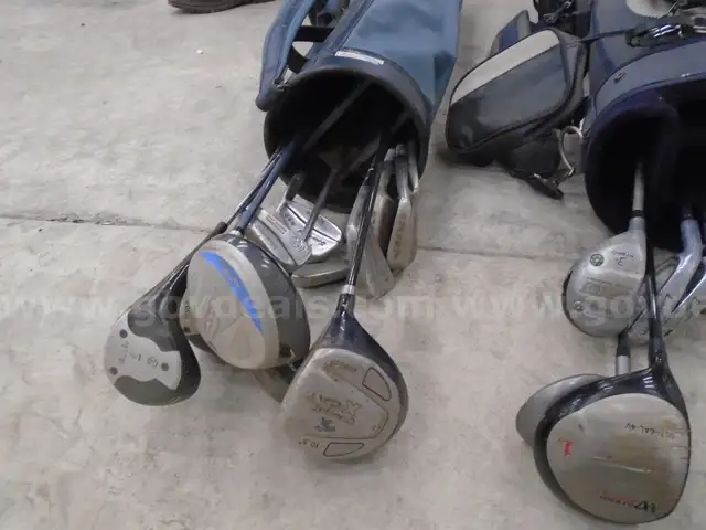 LOT of 3 GOLF BAGS w/ LEFT HANDED CLUBS