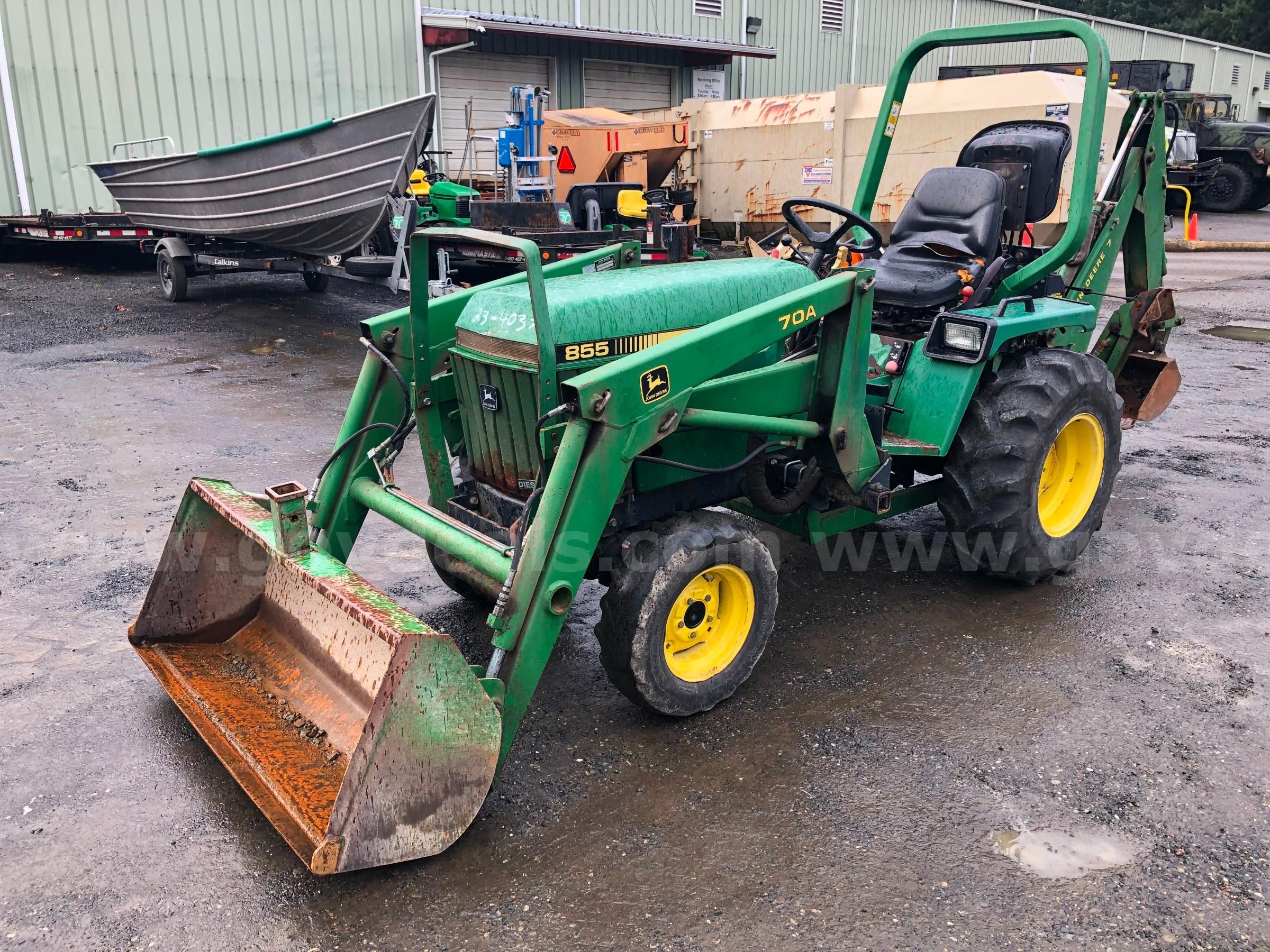 1990 John Deere 855 4WD Tractor w/ Loader and Backhoe (ID