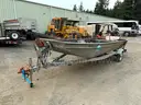1984 Calkins Boat Trailer w/ 1985 16ft Polar Kraft Jon Boat &#x26; 2013 Evinrude 90hp Motor (ID# 41113) (GVL) (25-1563)+ 4772