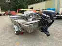 1984 Calkins Boat Trailer w/ 1985 16ft Polar Kraft Jon Boat &#x26; 2013 Evinrude 90hp Motor (ID# 41113) (GVL) (25-1563)+ 4772