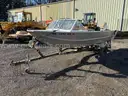 1977 Clakins Boat Trailer w/1976 16ft Hewescraft Boat, Evinrude 70, & Johnson 25 Motors (ID# 44169) (GVL) (25-4289)+ 477