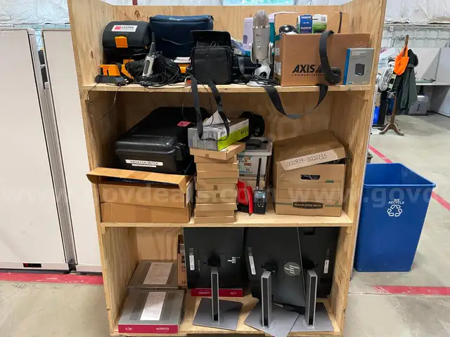 Assorted Cart of Electronic Items | Radiation Meter and Legos! | Conference Equipment  (ID# 44698) (H05-1L) (No UPC)