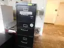 4 File Cabinets, 1- Black 4 drawer 1- Black 2- Drawer 1- wood and 1- 4 Drawer Burgandy
