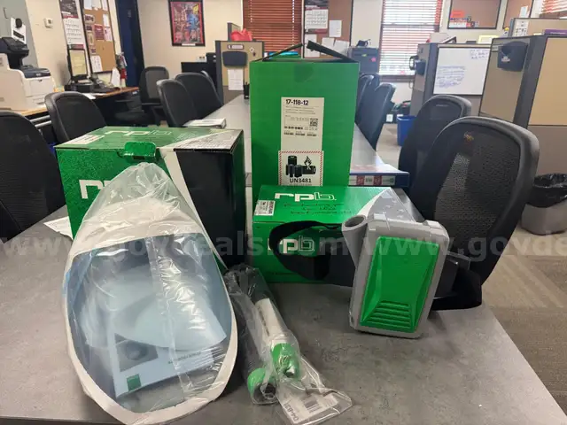 Respirator w/ Hard Hat cap and neck seal.