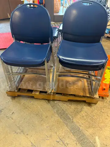 27 Haworth Blue Metal Chairs