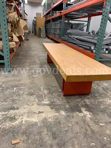 Lot of 4 Wood Benches w/ metal feet