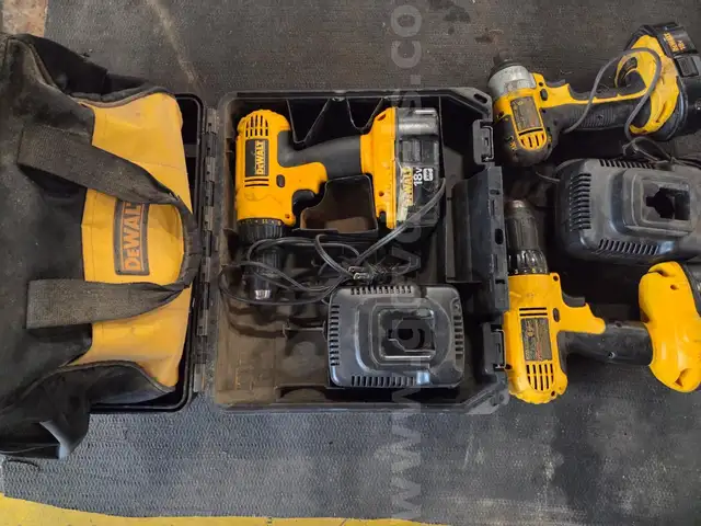 Lot of Dewalt Cordless Tools, Case and Bag