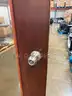 Lot of 2 Cherry Wooden Office Doors with Large Glass Panels
