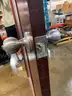 Lot of 2 Cherry Wooden Office Doors with Large Glass Panels