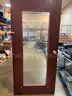 Lot of 2 Cherry Wooden Office Doors with Large Glass Panels