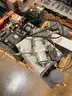 Lot of Assorted electric motors, pump units, valves, pressure accumulators, and mounted control components