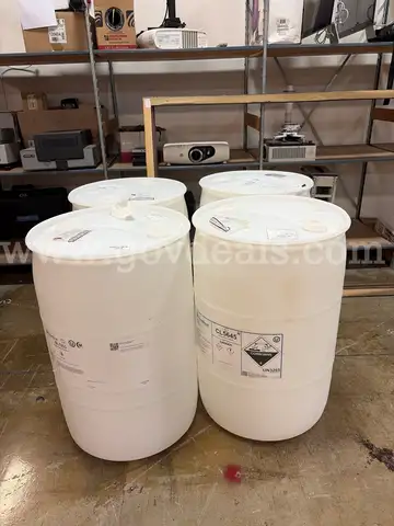 Lot of Four 55 Gallon Plastic Barrels