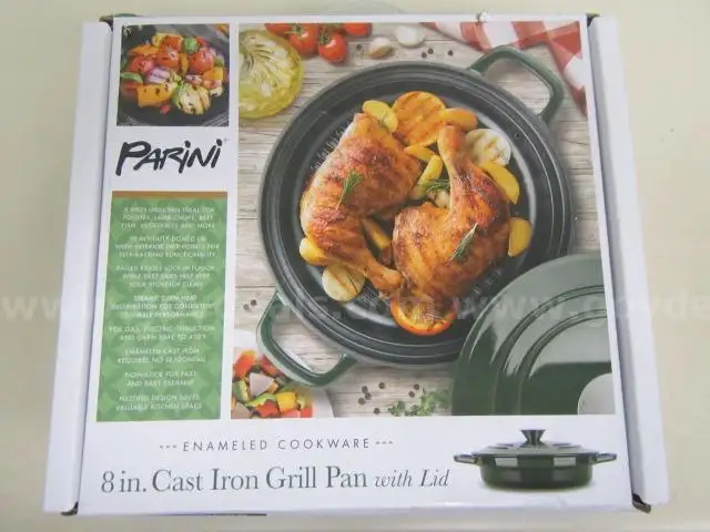 8in. CAST IRON GRILL PAN W/LID