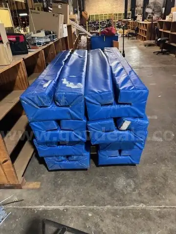 8 - BLUE PADDED GYM POST COVERS (APPROX 70&#x22; X 17.5&#x22; X 8.5&#x22;)
