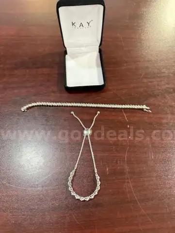 2 Silver Bracelets with Diamonds