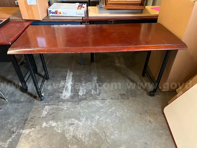 Long Dark Brown Wooden Rolling Table