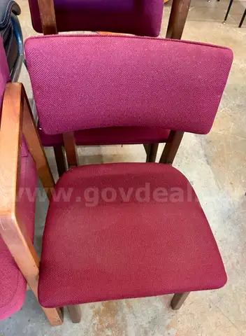 Lot of 3 Maroon Cushioned Chairs