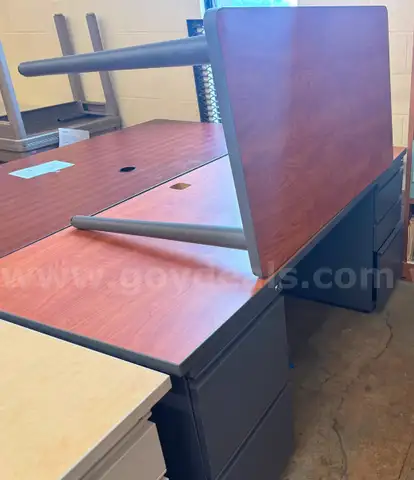 Brown Desk and Table Set