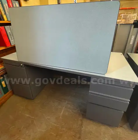 Grey Desk and Table Set