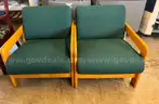 A Lot of 2 Green Cushioned Chairs