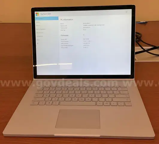 A Microsoft Surface Book 2 with Charging Cable
