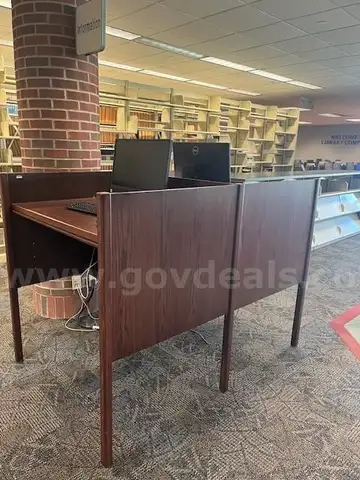 two standup wood computer desks