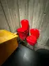 Red Plastic Discover Chair with Chrome Legs