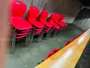 Red Plastic Discover Chair with Chrome Legs