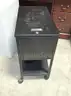 Tall black metal bookshelf &#x26; rolling file cart