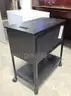Tall black metal bookshelf &#x26; rolling file cart