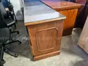 Wooden 2 drawer lateral cabinet w/glass top