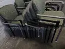 Chair lot 3 - 19 green stackable cloth guest chairs