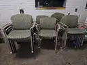 Chair lot 3 - 19 green stackable cloth guest chairs