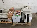 (8) Pallets Office items - misc incl. 12+ typewriters, 3 safes, binders, scanners &#x26; more