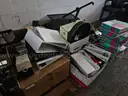 (8) Pallets Office items - misc incl. 12+ typewriters, 3 safes, binders, scanners &#x26; more