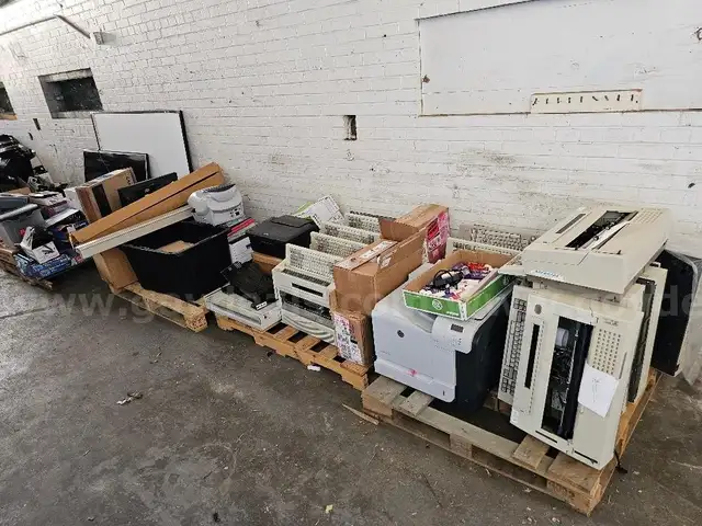 (8) Pallets Office items - misc incl. 12+ typewriters, 3 safes, binders, scanners &#x26; more