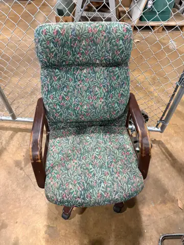 Upholstered Office Chair with Wooden Arms