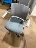 Grey Rolling Office Chair – Fixed Arms, Upholstered Seat