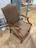 Pair of Upholstered Wooden Armchairs – Striped Fabric