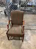Pair of Upholstered Wooden Armchairs – Striped Fabric