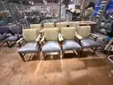 Lot of 8 Upholstered Wooden Armchairs – Mixed Fabric and Vinyl