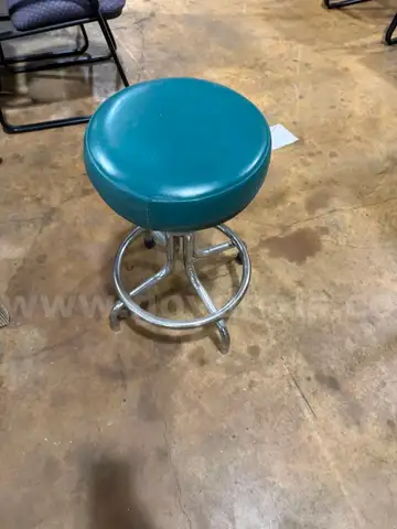 Lot of 2 Rolling Round Stools – Mixed Base Styles